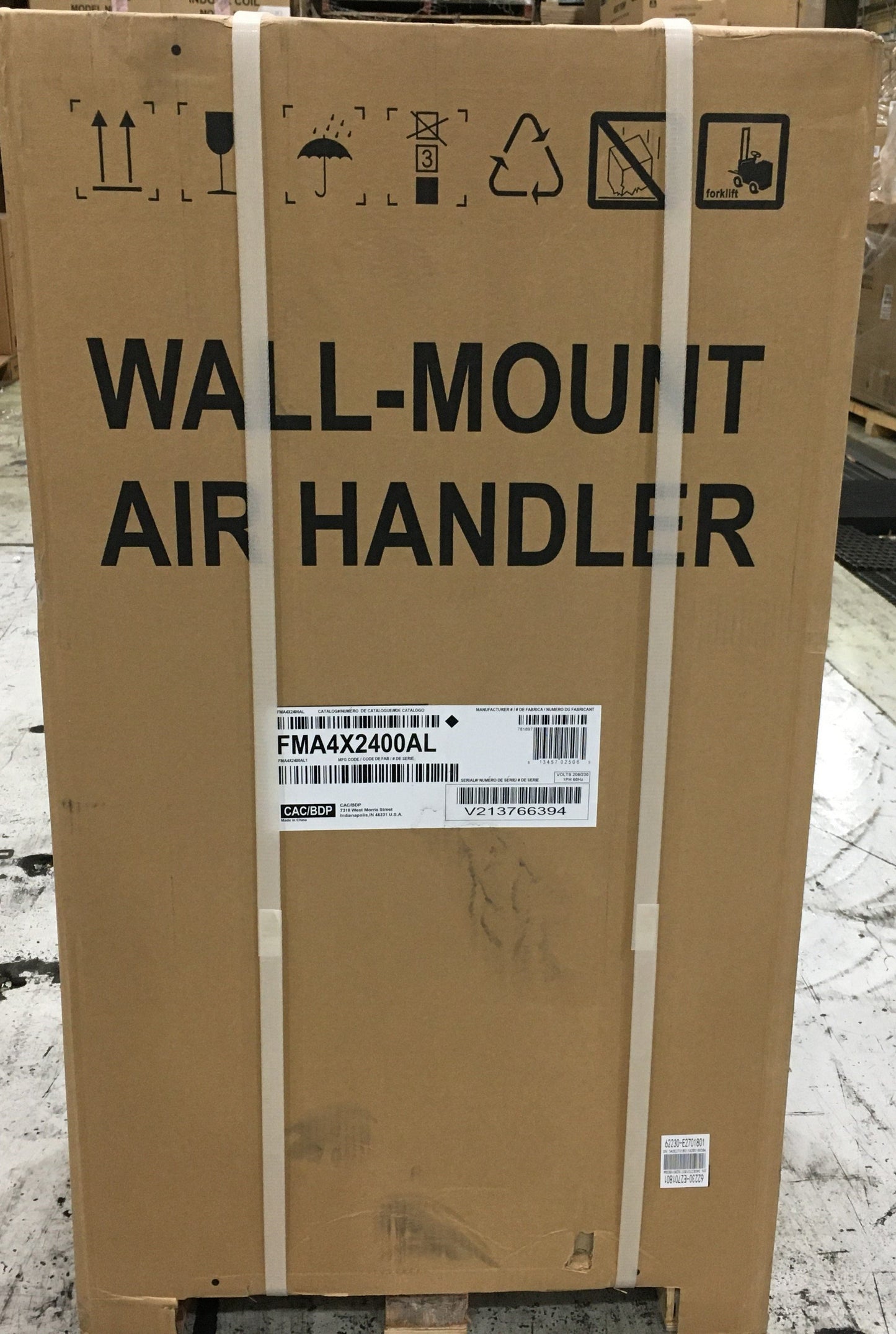 2 Ton AC/HP Upflow Variable Speed ECM Wall Mount Air Handler 208-230/60/1 R-410A CFM 900