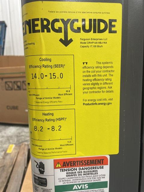 1.5 Ton Split System Heat Pump; 208/230/60/1, R-410A, 14 Seer