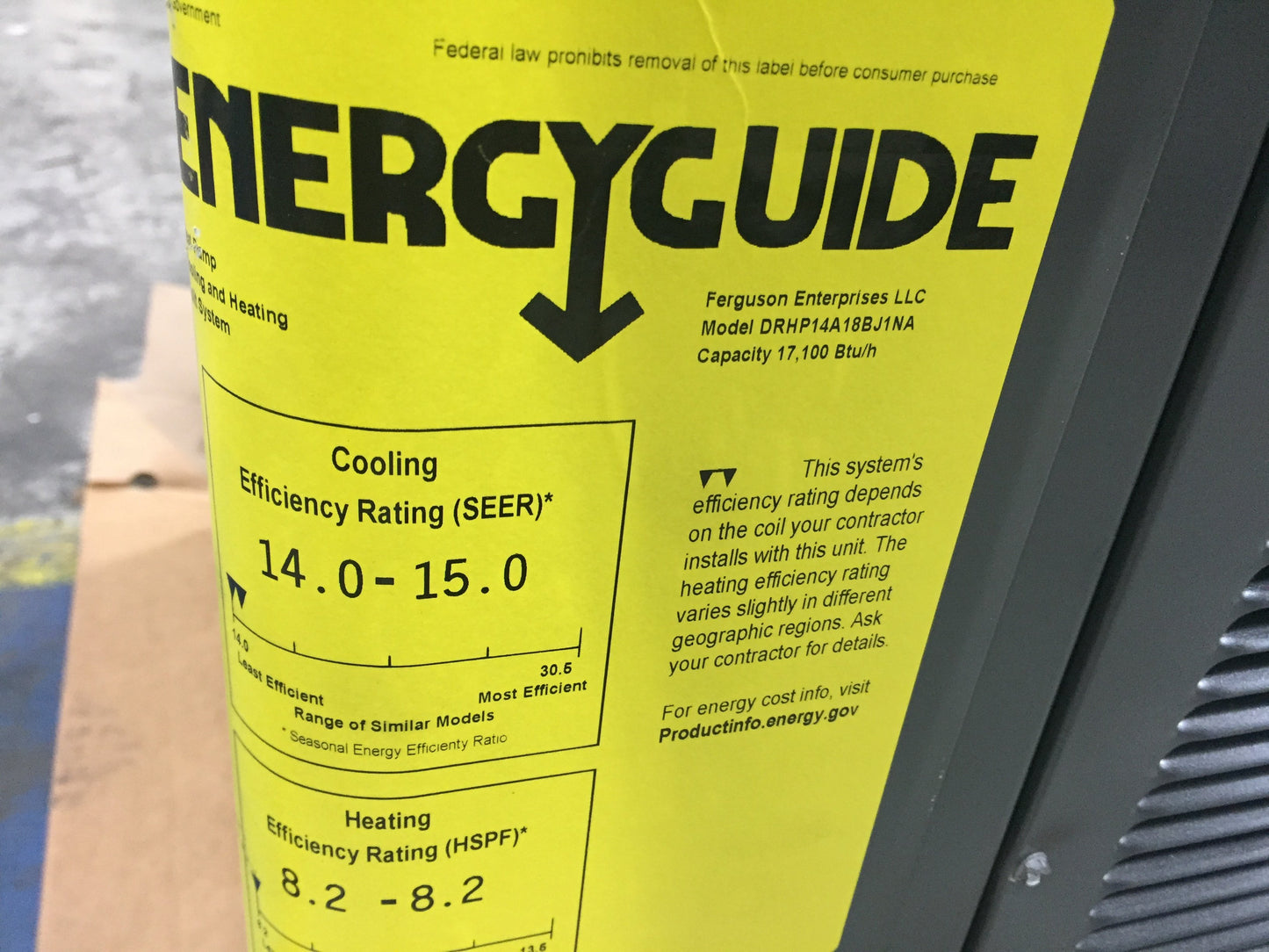 1.5 Ton Split System Heat Pump; 208/230/60/1, R-410A, 14 Seer