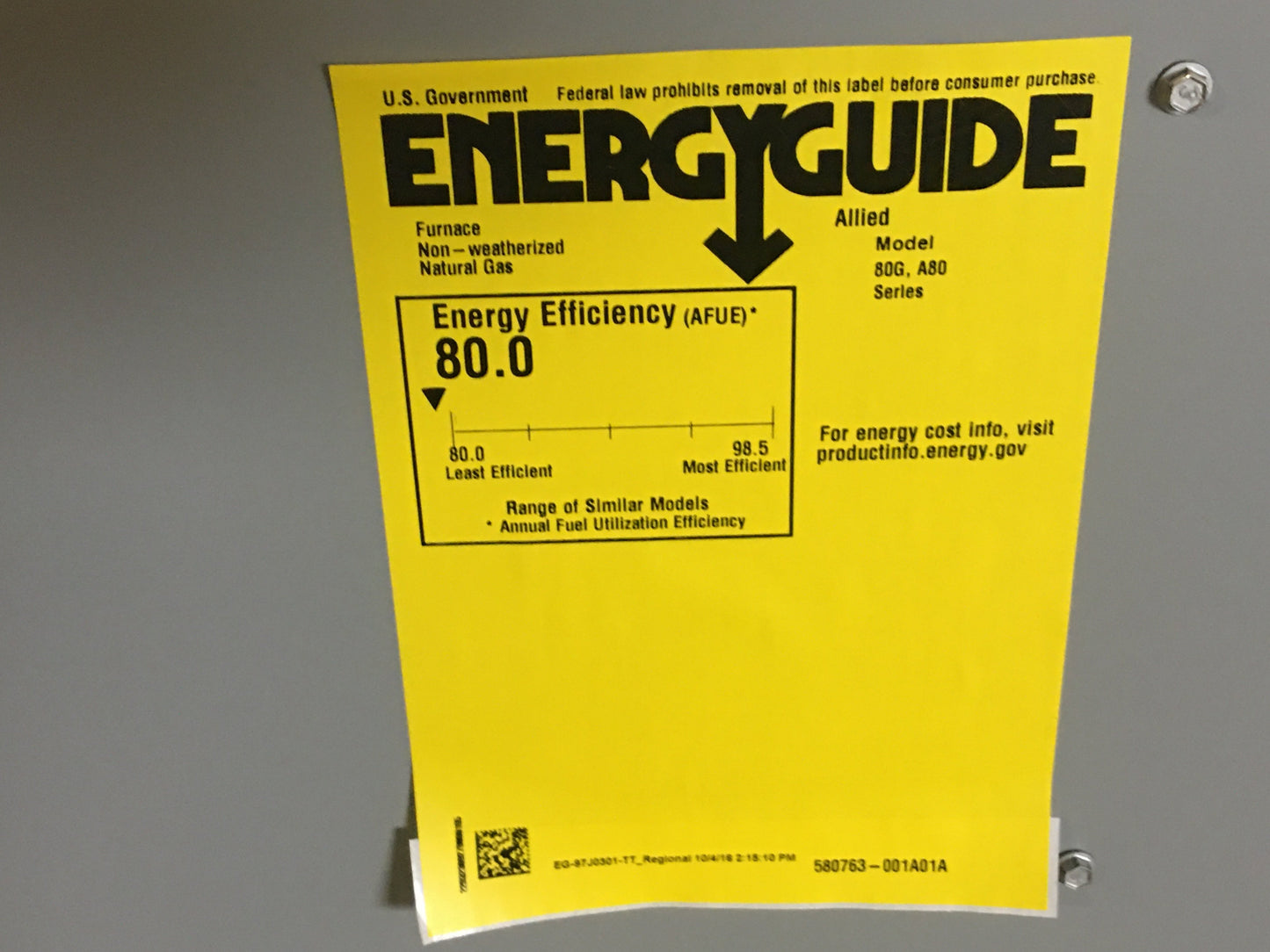 Horno a gas de 110 000 Btu de dos etapas, ECM horizontal y de varias velocidades, 80 % Afue, 120/60/1 Cfm: 1600