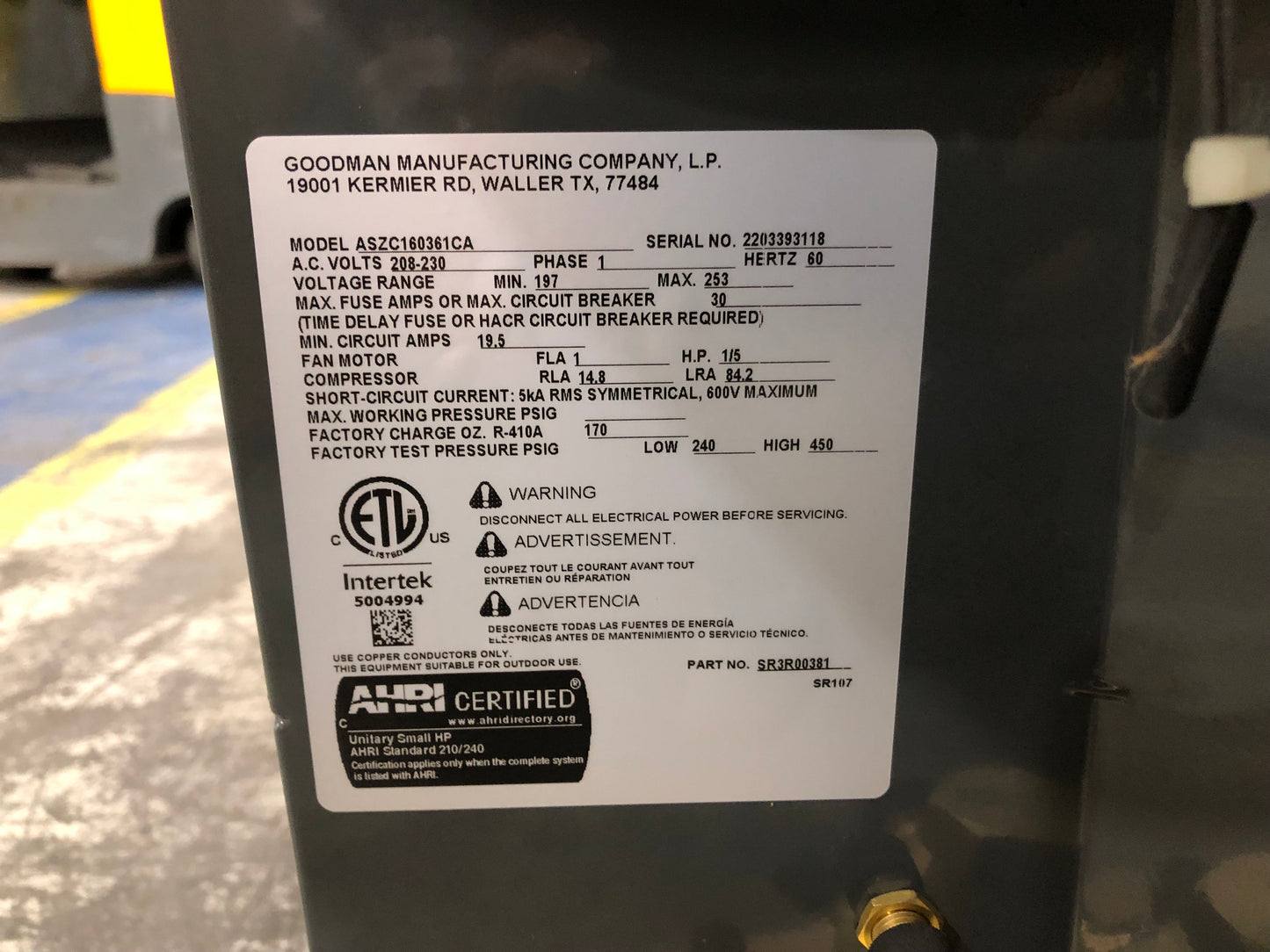 3 Ton Two Stage Split-System Heat Pump 208-230/60/1 R410A 16 Seer