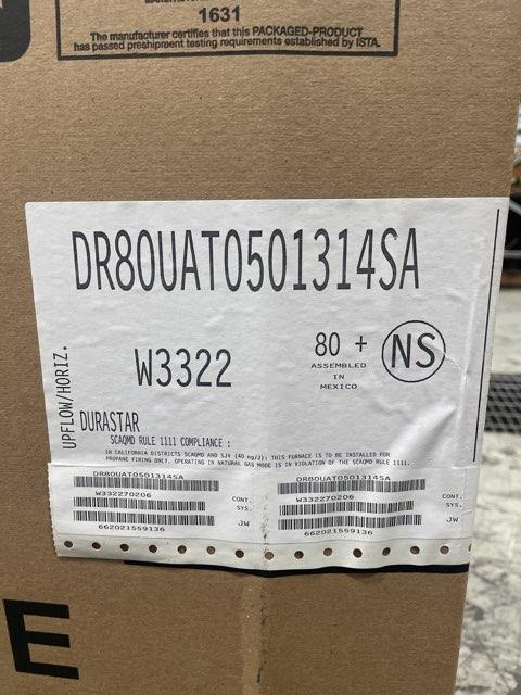 50,000 BTU Single Stage Upflow/Horizontal Natural Gas Furnace, 80% 115/60/1 1200 CFM