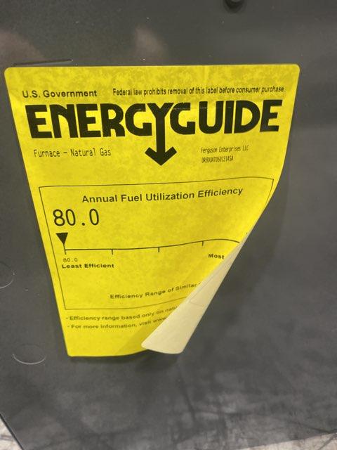 50,000 BTU Single Stage Upflow/Horizontal Natural Gas Furnace, 80% 115/60/1 1200 CFM