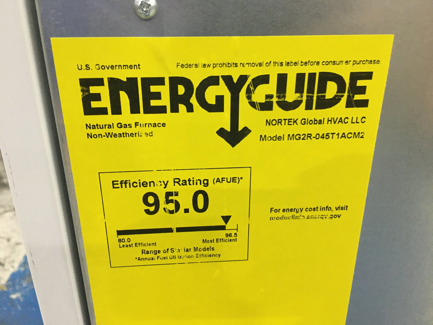 45,000 Btu MFG Housing Single-Stage Down ECM Multi Spd Gas Furnace 95%  120/60/1Cfm: 1718