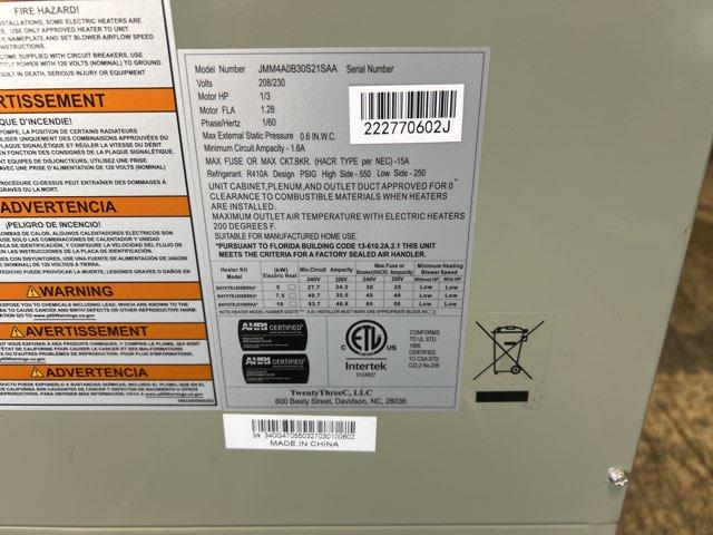 Fan Coil PSC de 2,5 toneladas con aire acondicionado y calefacción, 208-230/60/1 R-410A, CFM, 1000, 16 Seer