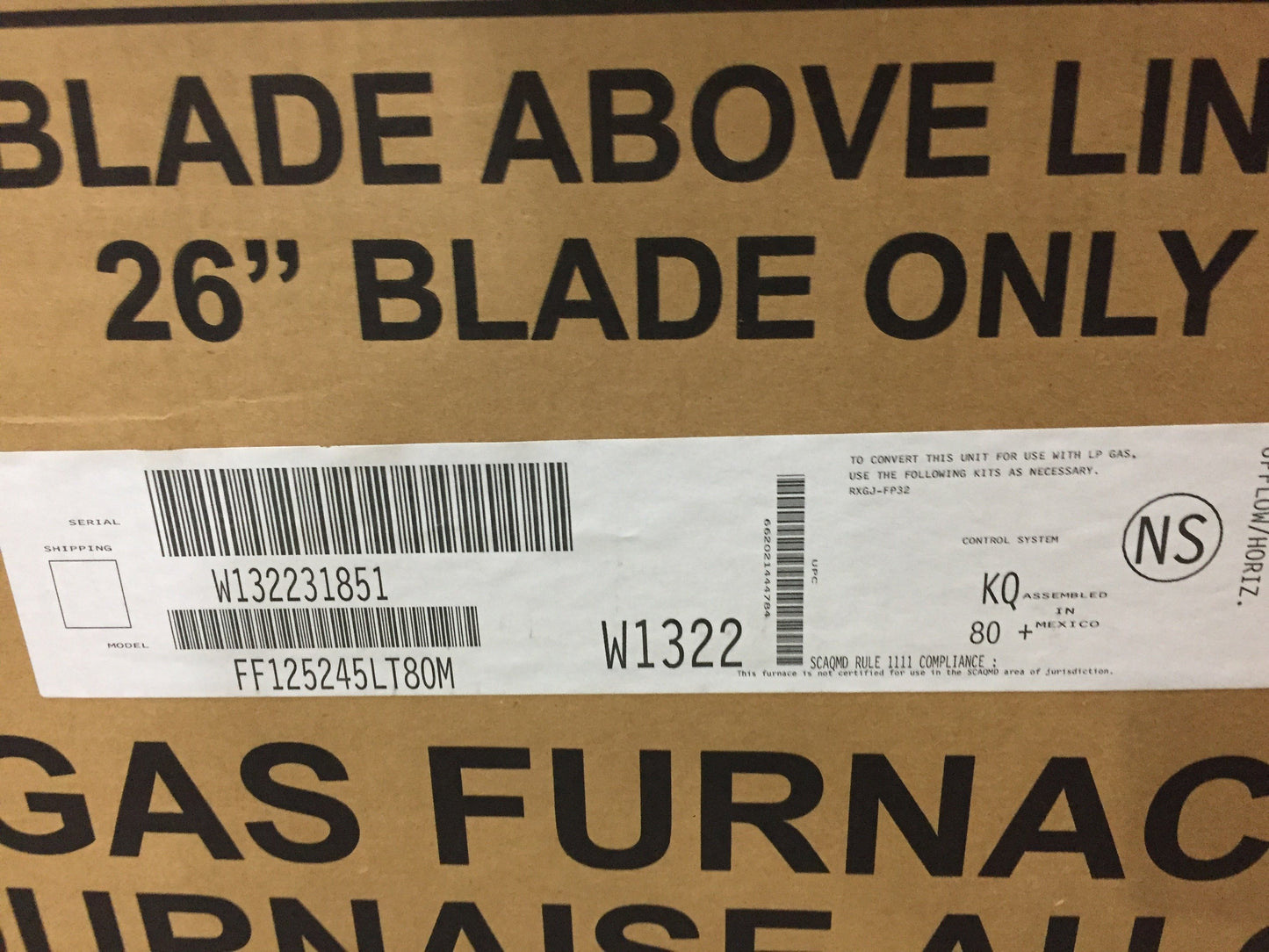 Horno de gas de 125 000 Btu, 2 etapas, comunicación ascendente/horizontal, ECM, velocidad variable, 80 %, 115/60/1 Cfm: 2000