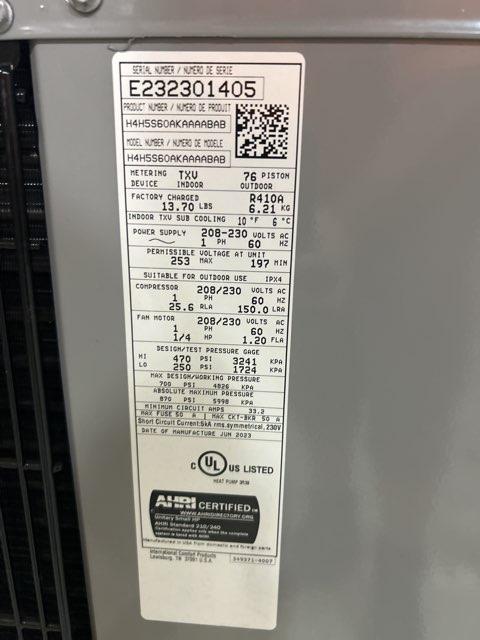 5 Ton Split-System Heat Pump 208-230/60/1 R-410A 14.3 Seer2