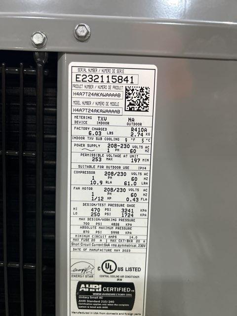 2 Ton Split-System Air Conditioner 208-230/60/1 R-410A 14.3 Seer 2