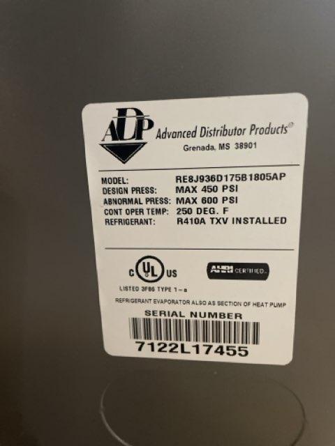 3 Ton AC/HP Upflow/Downflow Cased A Coil, R410A CFM 1200