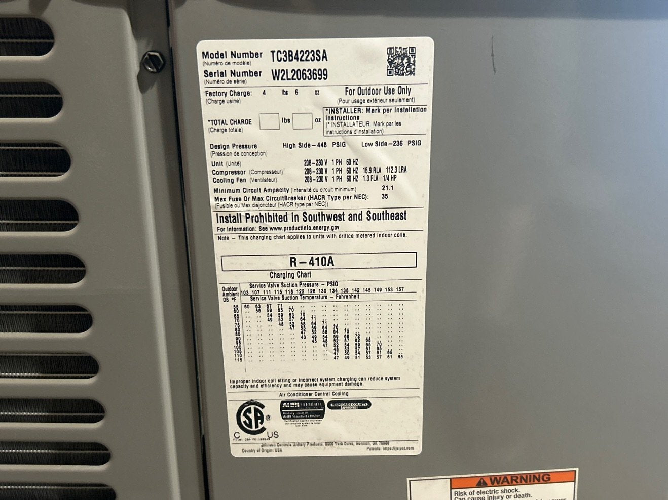 3.5 Ton Split-System Air Conditioner 208-230/60/1 R410A 13 SEER