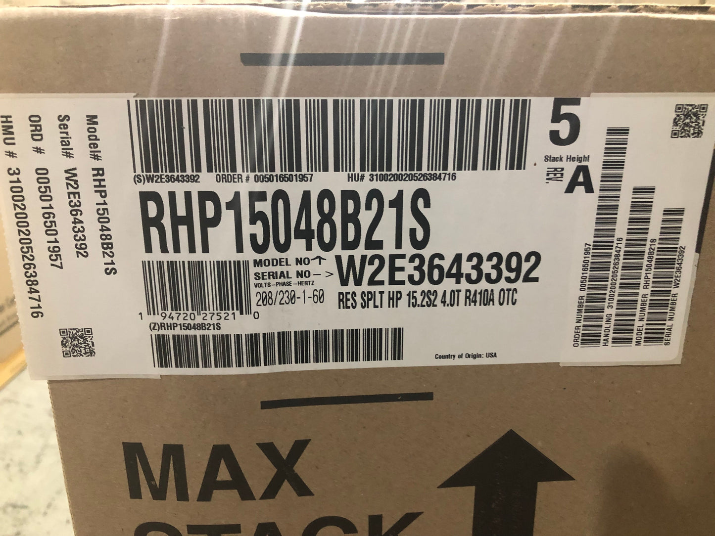 4 Ton 2 Stage Split-System Heat Pump 208-230/60/1 R410A 15.2 Seer2