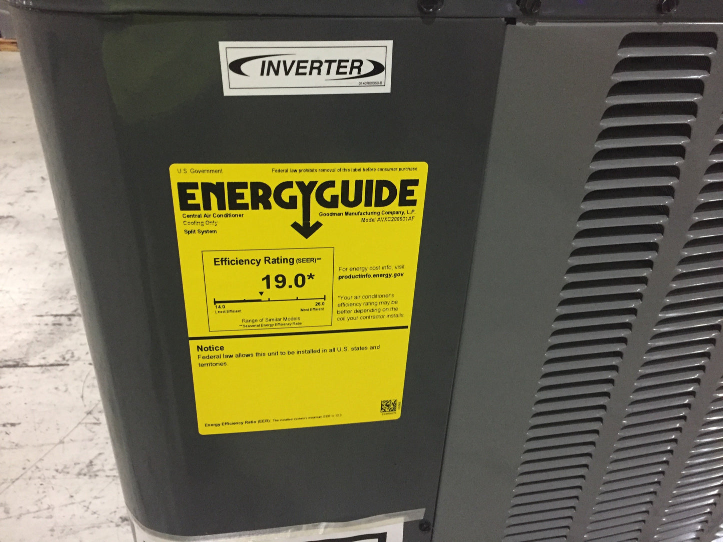 5 Ton Inverter Split-System Communicating Air Conditioner; 208-230/60/1, R410A, 20 SEER