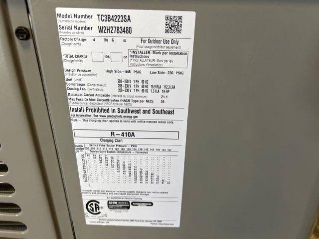 3.5 Ton Split-System Air Conditioner; 208-230/60/1, R410A, 13 SEER, W2H2783480