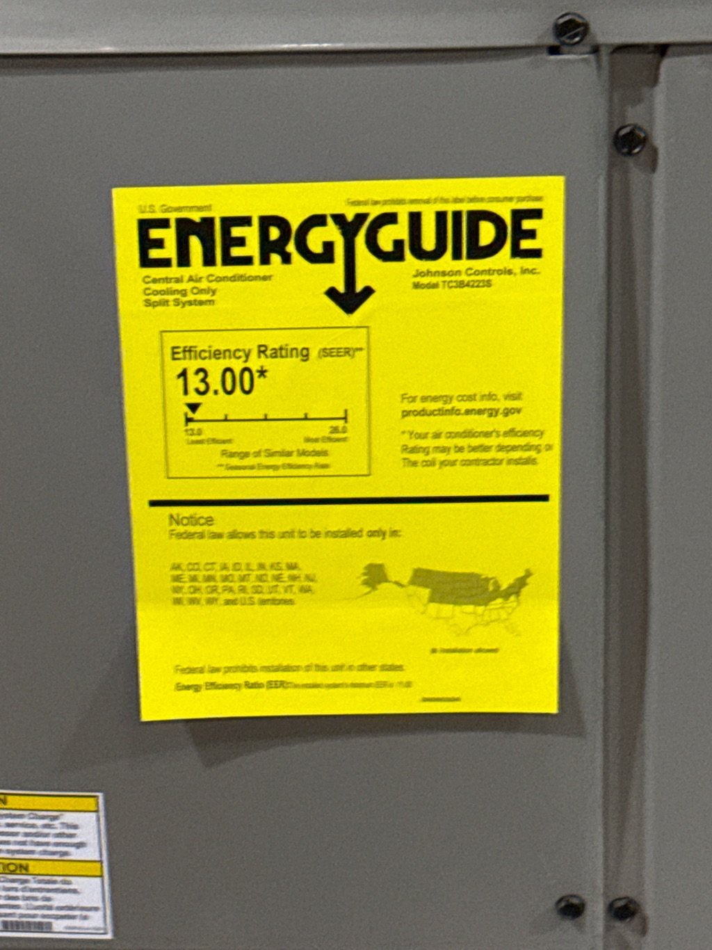 3.5 Ton Split-System Air Conditioner; 208-230/60/1, R410A, 13 SEER