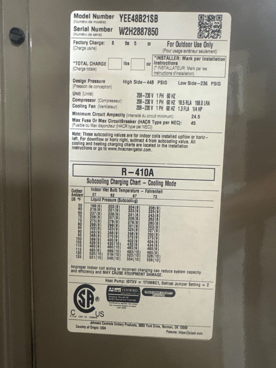 4 Ton Split-System Heat Pump 208-230/60/1 R410A 14 SEER
