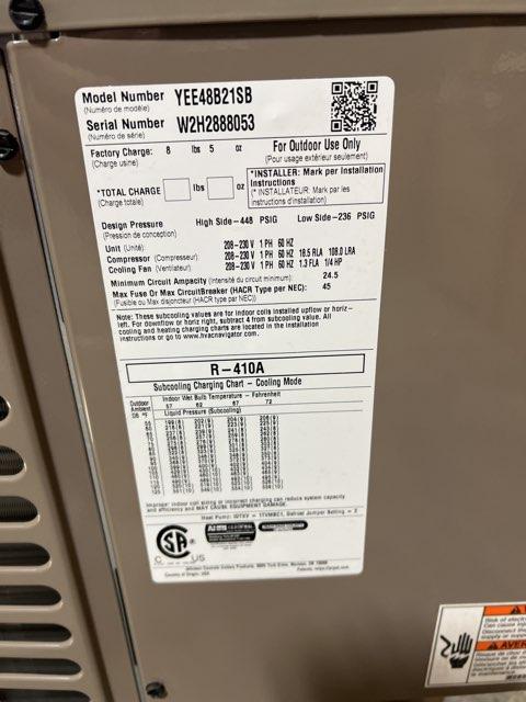 4 Ton Split-System Heat Pump 208-230/60/1 R410A 14 SEER