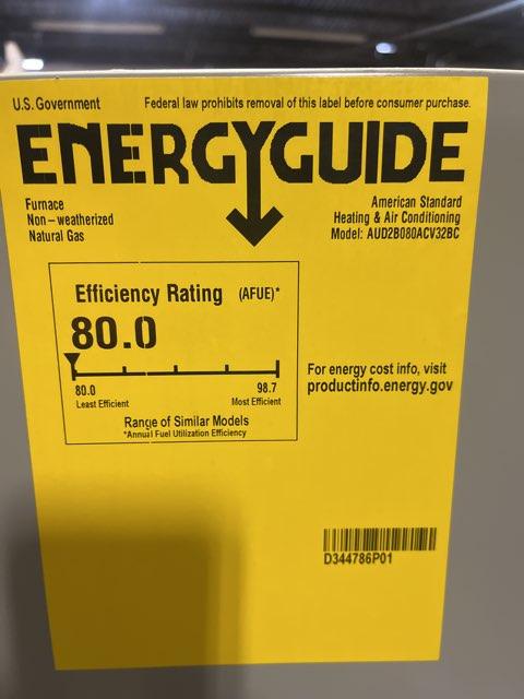 80,000 BTU 2-Stg Up/Horz ECM Variable Speed Comm. Compatible Gas Furnace 80% 115/60/1 CFM: 1200