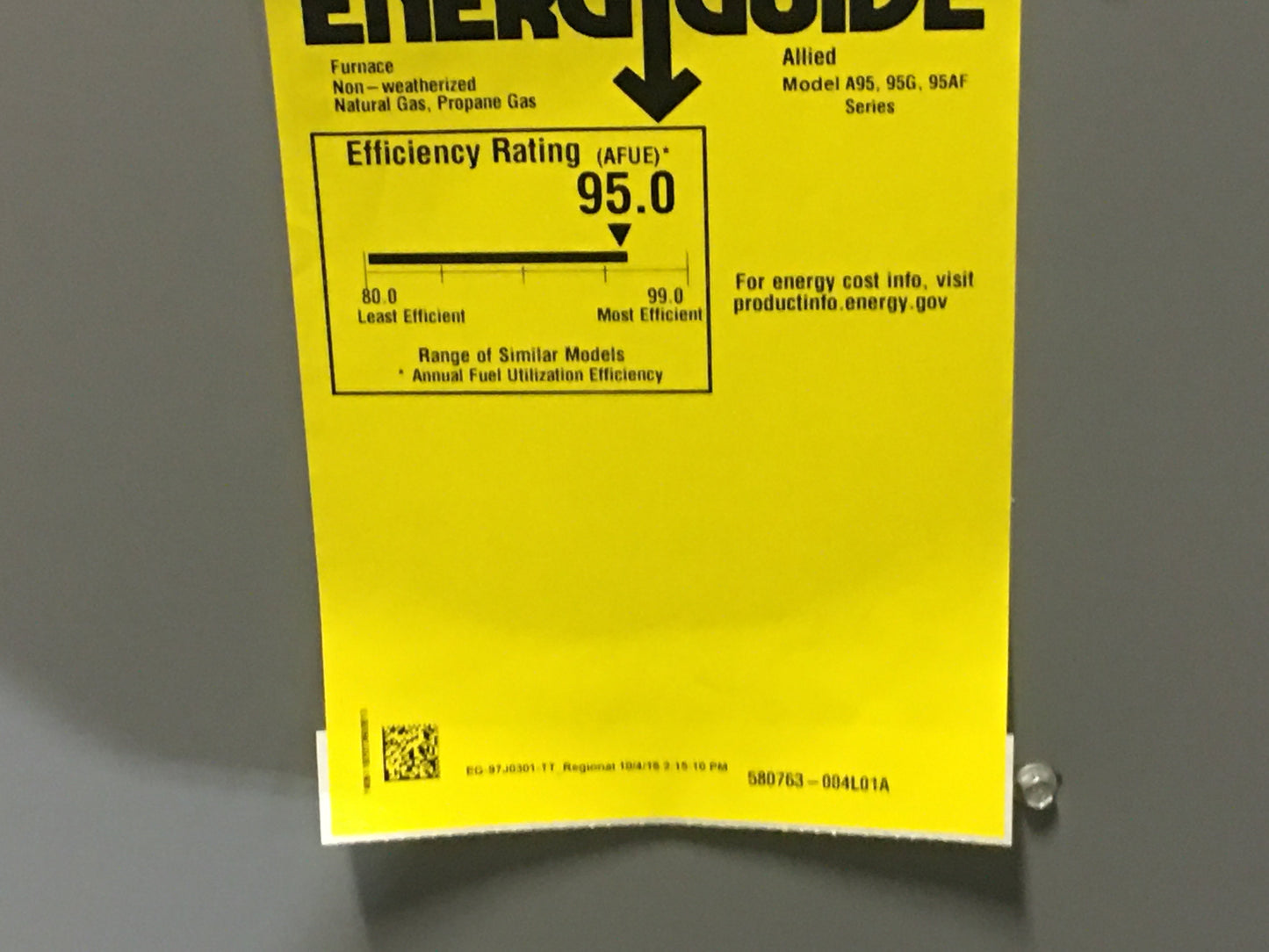 Horno a gas de velocidad variable UP/HORZ de una etapa de 132 000 BTU con ECM, 95 % AFUE, 120/60/1 CFM: 2330