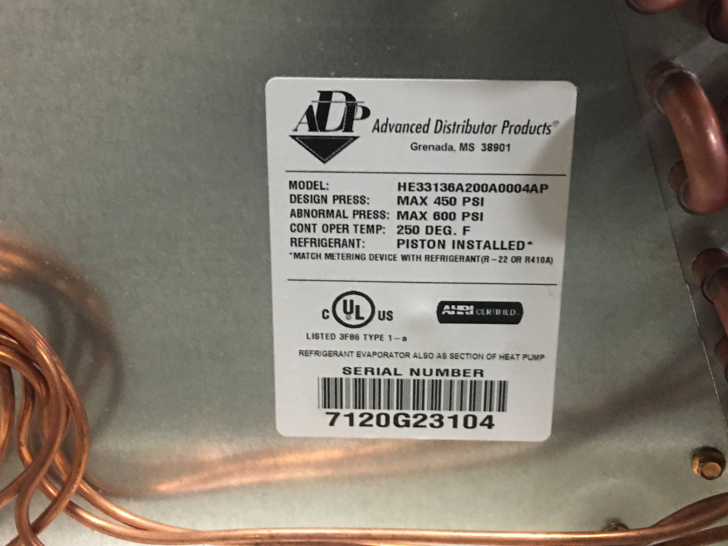 Serpentín A multiposición sin carcasa de 3 toneladas para aire acondicionado/HP, R410A CFM 1200