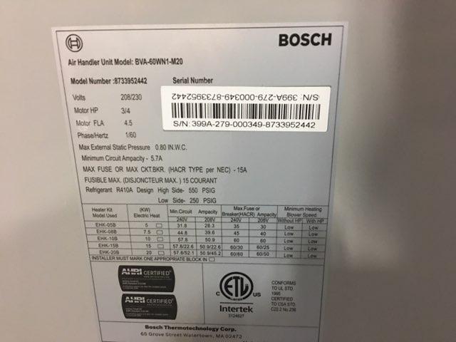 Manejador de aire AC/HP ECM de 5 toneladas, 208-230/60/1 R-410A CFM, 2029, 20 SEER