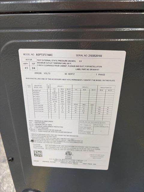 3 Ton AC/HP ECM Multi-Position Air Handler; 208-240/60/1, R-410A, CFM: 1200
