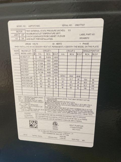 3 Ton AC/HP ECM Multi-Position Air Handler; 208-240/60/1, R-410A, CFM: 1200