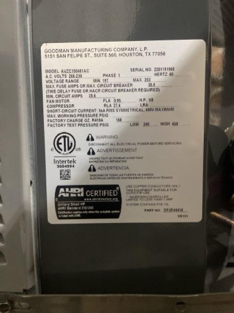 4 Ton Inverter Split-System Communicating Heat Pump; 208-230/60/1, R410A, 18 SEER