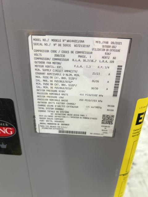 3.5 Ton Split-System Air Conditioner 208-230/60/1 R410A 14 SEER