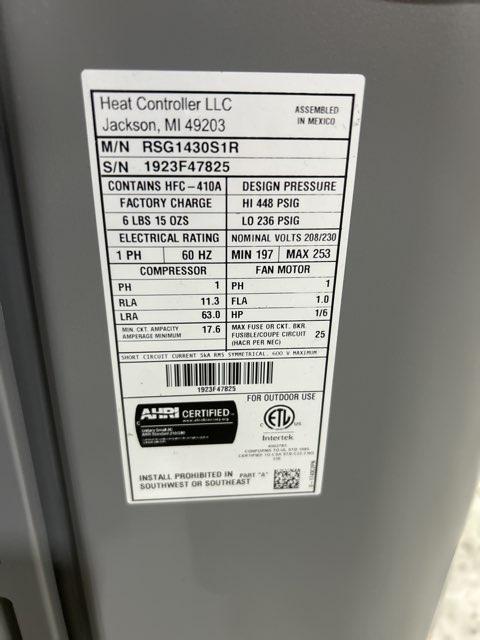 2.5 Ton Single-Stage Split-System Air Conditioner 208-230/60/1 R410A 13.4 SEER2