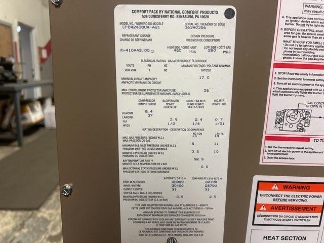 2 Ton Through-The-Wall Gas/Electric Packaged Unit, 208-230/60/1, R-410A 11.7 SEER2