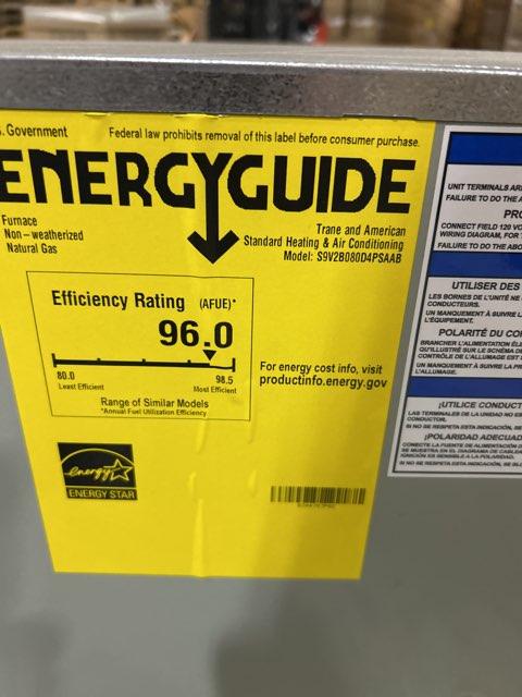 80,000 BTU Two-Stage Downflow ECM Variable Speed Gas Furnace 96% AFUE 120/60/1 CFM: 1460