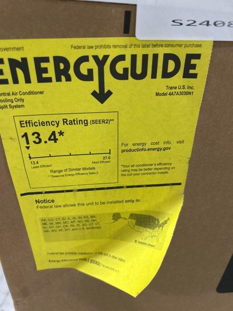 3 Ton Single-Stage Split-System Air Conditioner 208-230/60/1 R410A 13 SEER