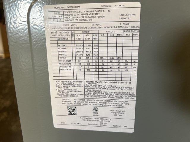 4 Ton AC/HP ECM Communicating Multiposition Air Handler 208-230/60/1 R-410A CFM 1590