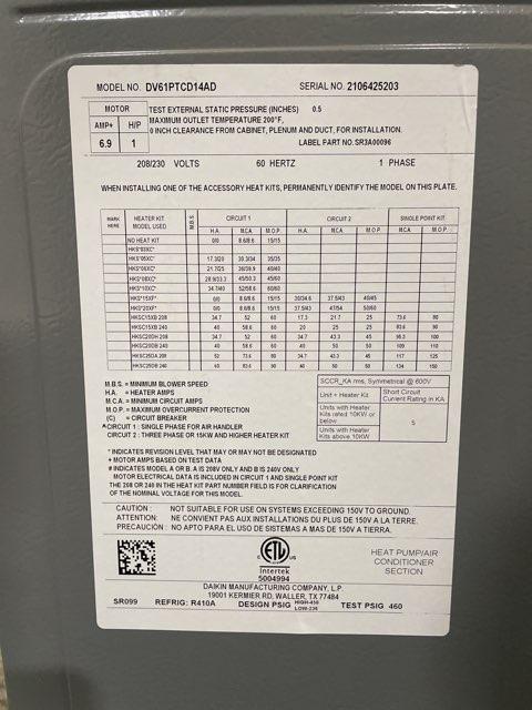 5 Ton AC/HP ECM Communicating Multiposition Air Handler 208-230/60/1 R-410A CFM 2025