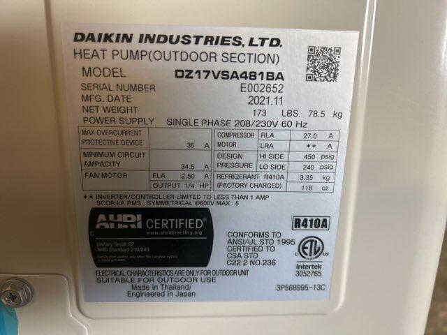 4 Ton Inverter Split-System Communicating Heat Pump 208-230/60/1 R410A 17 SEER