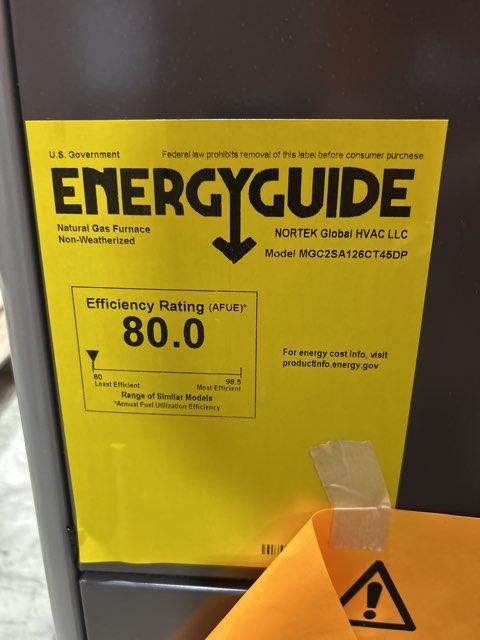 126,000 BTU Low NOx 1-Stg Upflow/Horizontal ECM Multi Speed Gas Furnace 80% 115/60/1 CFM: 2310