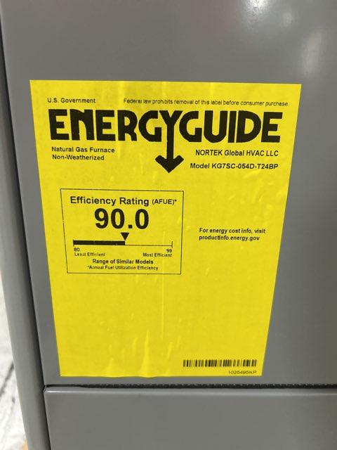 54,000 BTU Low NOx 1-Stg Upflow/Horizontal ECM Multi Speed Gas Furnace 90% 115/60/1 CFM: 1630