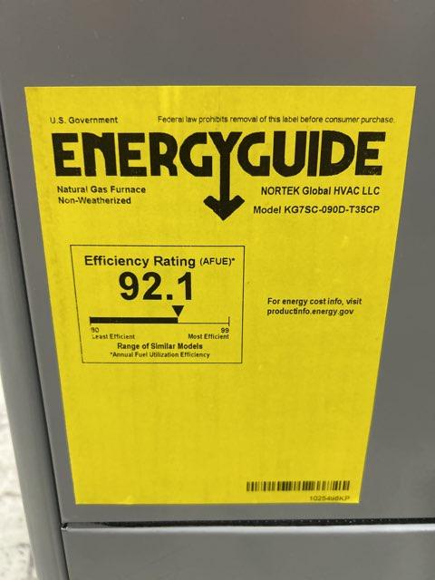 90,000 BTU Low NOx 1-Stg Upflow/Horizontal ECM Multi Speed Gas Furnace 92% 115/60/1 CFM: 2265
