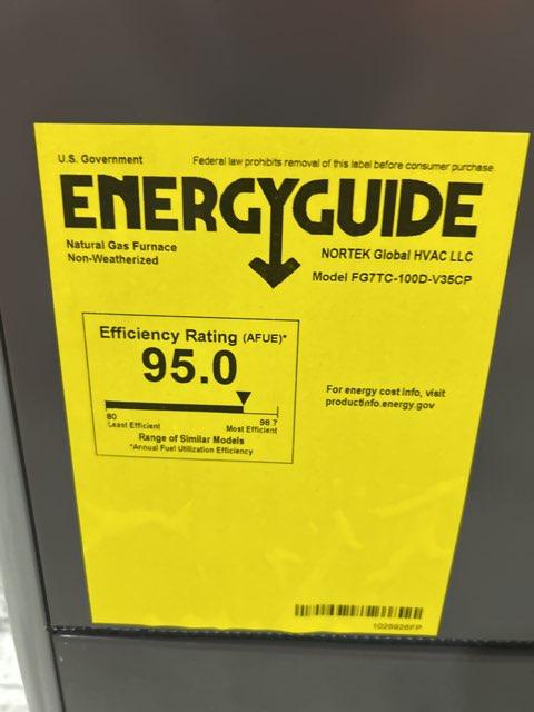 100,000 BTU Low NOx 2-Stg Upflow/Horizontal ECM Variable Speed Gas Furnace; 95.1% 115/60/1, CFM 1805