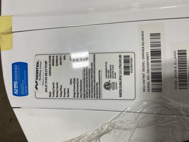 30,000 BTU Single-Zone Indoor Inverter Heat Pump Mini Split Unit, 18 SEER 208-230/60/1 R-410A