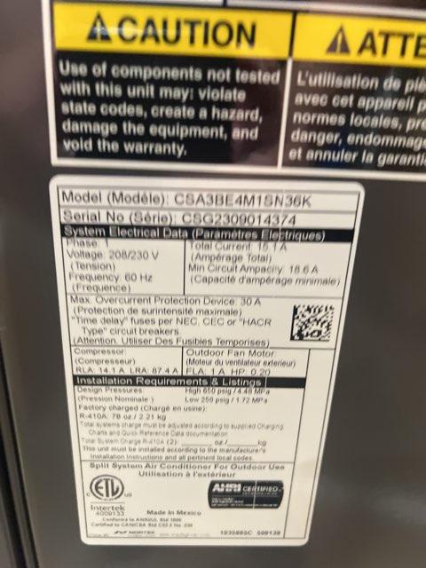 3 Ton Single-Stage Split-System Air Conditioner 208-230/60/1 R410A 14.3 SEER2