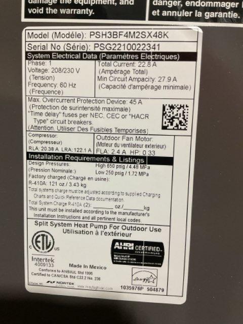 4 Ton Two-Stage Split-System Heat Pump 208-230/60/1 R410A 15.2 SEER2