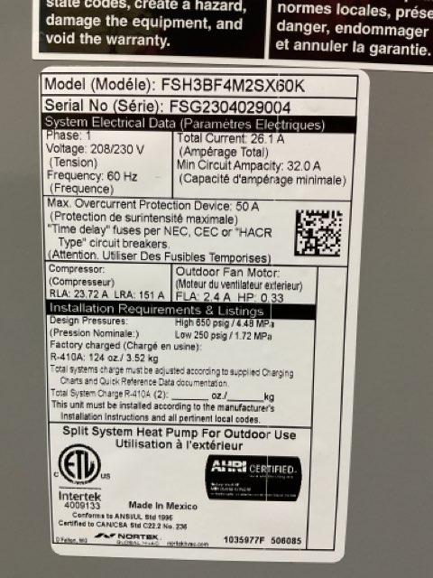 5 Ton Two-Stage Split-System Heat Pump 208-230/60/1 R410A 15.2 SEER2