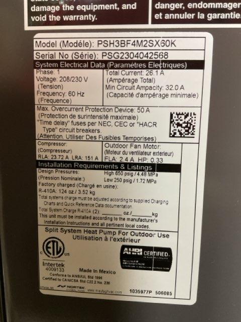 5 Ton Two-Stage Split-System Heat Pump 208-230/60/1 R410A 15.2 SEER2