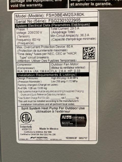 5 Ton Two-Stage Split-System Heat Pump 208-230/60/1 R410A 14.3 SEER2