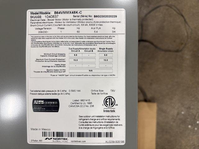 4 Ton AC/HP Air Handler, Airflow: Multiposition, Volts: 208-230, Hertz: 60, Phase: 1, CFM: 2000,
