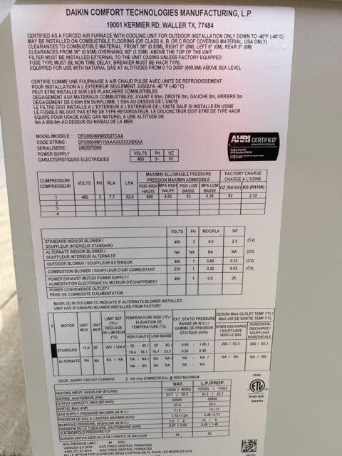 5 Ton Single-Stage Convertible Natural Gas/Electric Packaged Unit, 14 SEER2, 460/60/3, R410A