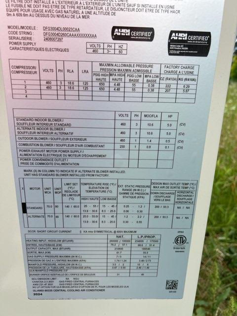 25 Ton Two-Stage Convertible Natural Gas/Electric Packaged Unit, 9.8 EER, 460/60/3, R410A