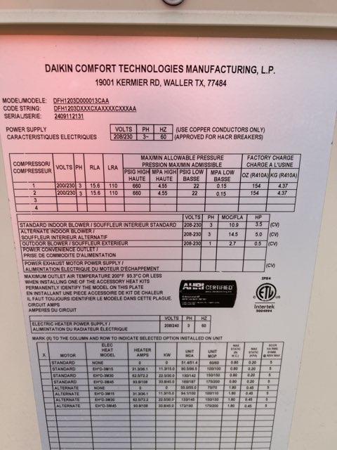 10 Ton Two-Stage Convertible Packaged Heat Pump Unit, 11 EER, 208-230/60/3, R410A