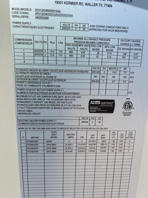 10 Ton Two-Stage Convertible Packaged Heat Pump Unit, 11 EER, 208-230/60/3, R410A